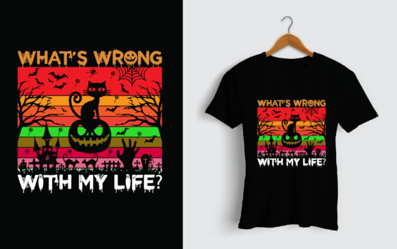 Black Cat What Halloween T-Shirt Design Review